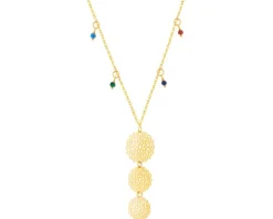 Złoty naszyjnik ze szkłem, ankier - rozety