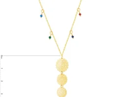 Złoty naszyjnik ze szkłem, ankier - rozety