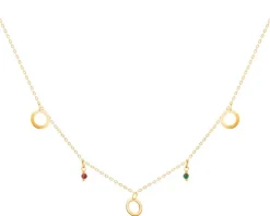 Złoty naszyjnik ze szkłem, ankier - koła