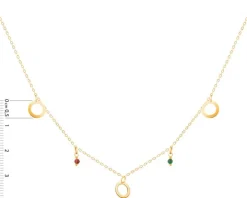 Złoty naszyjnik ze szkłem, ankier - koła