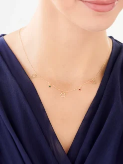 Złoty naszyjnik ze szkłem, ankier - koła