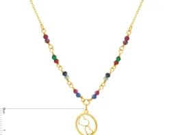 Złoty naszyjnik ze szkłem, ankier - koło, serca