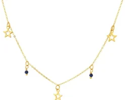 Złoty naszyjnik ze szkłem, ankier - gwiazdy