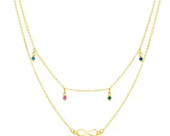 Złoty naszyjnik ze szkłem, ankier - nieskończoność