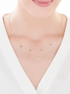 Złoty naszyjnik ze szkłem, ankier - nieskończoność