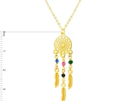 Złoty naszyjnik ze szkłem, ankier - łapacz snów