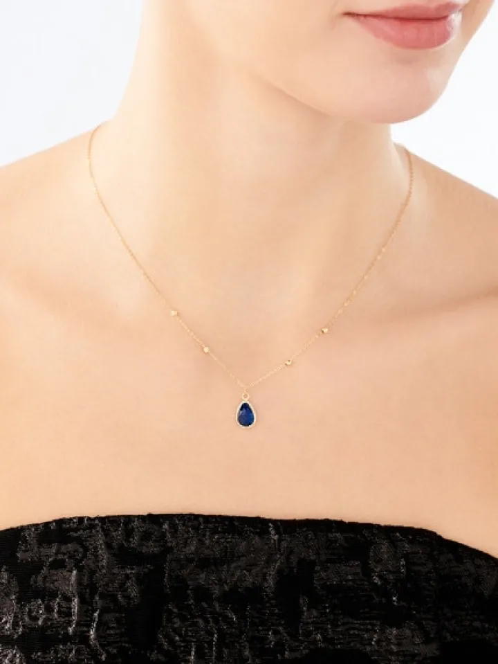 Złoty naszyjnik ze szkłem, ankier