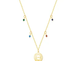 Złoty naszyjnik ze szkłem, ankier - nieskończoność