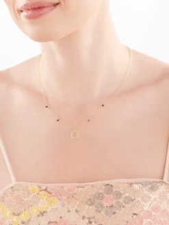 Złoty naszyjnik ze szkłem, ankier - nieskończoność