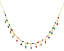 Złoty naszyjnik ze szkłem, ankier - kulki