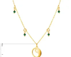 Złoty naszyjnik ze szkłem, ankier - yin yang