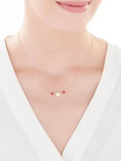 Złoty naszyjnik ze szkłem, ankier  - serce