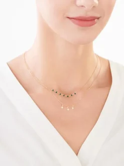 Złoty naszyjnik ze szkłem, ankier - gwiazdy