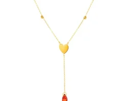 Złoty naszyjnik ze szkłem, ankier - serce