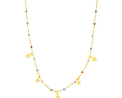 Złoty naszyjnik ze szkłem szlifowanym, ankier - gwiazdy