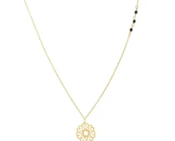 Złoty naszyjnik ze szkłem szlifowanym, ankier - rozeta