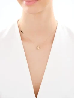 Złoty naszyjnik ze szkłem szlifowanym, ankier - rozeta