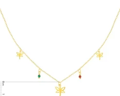 Złoty naszyjnik ze szkłem szlifowanym, ankier - ważki