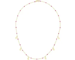Złoty naszyjnik ze szkłem szlifowanym, ankier - gwiazdy
