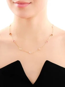 Złoty naszyjnik ze szkłem szlifowanym, ankier