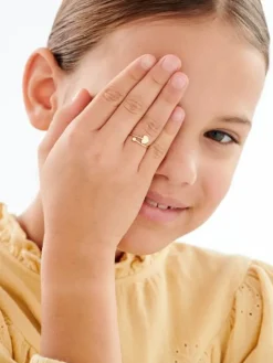 Złoty pierścionek - serce, kulka