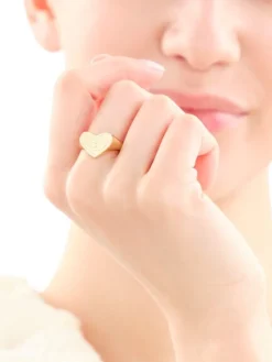 Złoty pierścionek - sygnet - serce