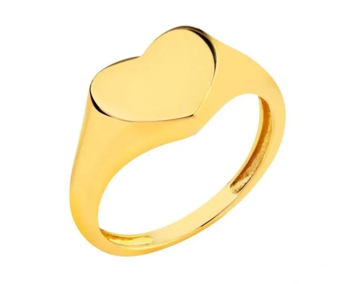 Złoty pierścionek - sygnet - serce