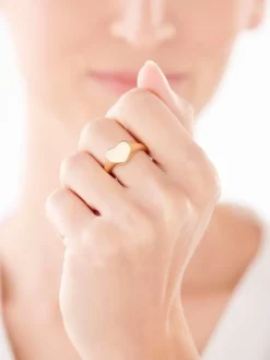 Złoty pierścionek - sygnet - serce