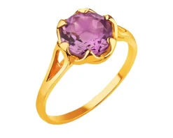Złoty pierścionek z ametystem