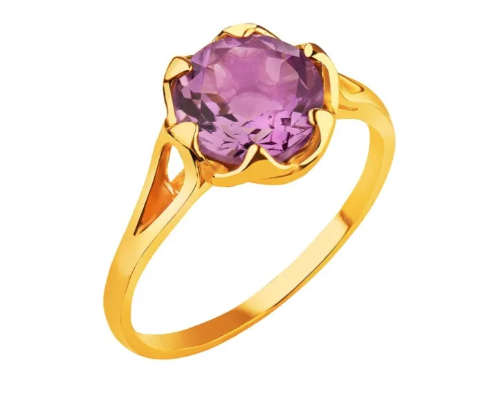 Złoty pierścionek z ametystem