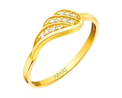 Złoty pierścionek z cyrkoniami - skrzydło