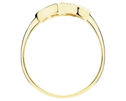 Złoty pierścionek z cyrkoniami - serca