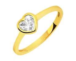Złoty pierścionek z cyrkonią - serce