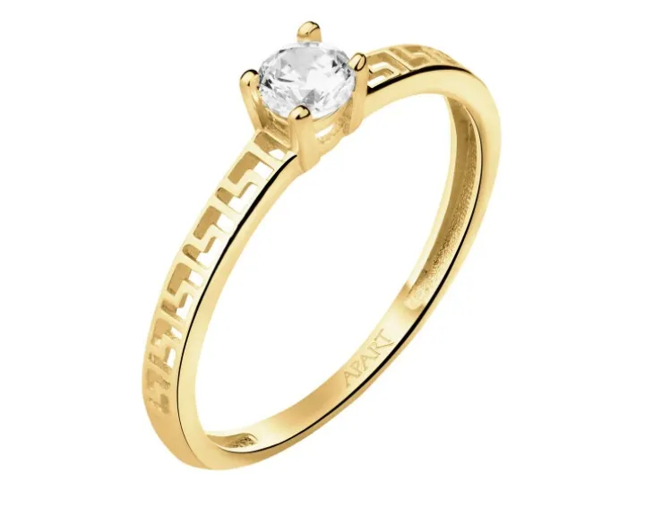 Złoty pierścionek z cyrkonią
