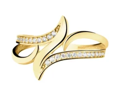 Złoty pierścionek z cyrkoniami