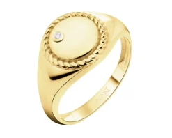 Złoty pierścionek z cyrkonią - sygnet