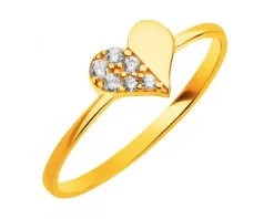 Złoty pierścionek z cyrkoniami - serce