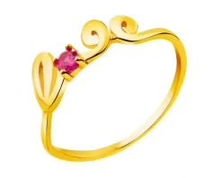 Złoty pierścionek z cyrkonią - love