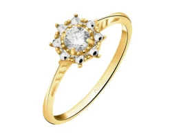 Złoty pierścionek z cyrkonią