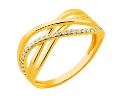 Złoty pierścionek z cyrkoniami