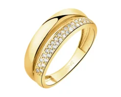 Złoty pierścionek z cyrkoniami