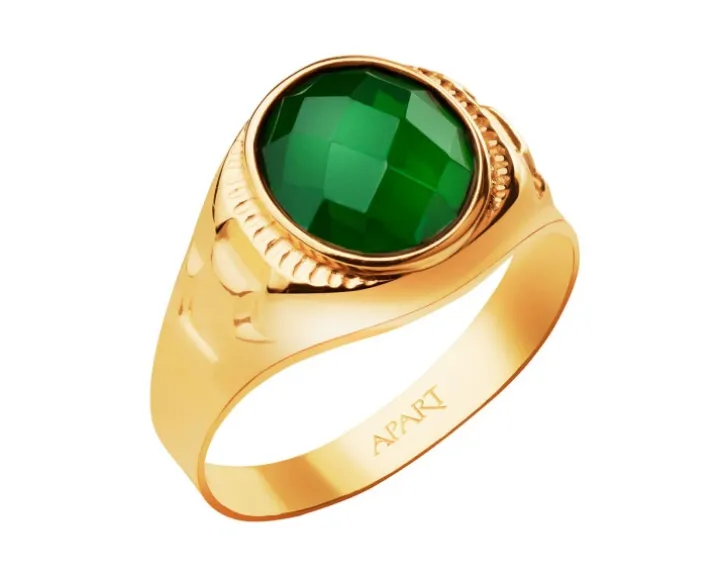 Złoty pierścionek z cyrkonią - sygnet