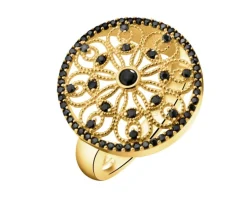 Złoty pierścionek z cyrkoniami - rozeta