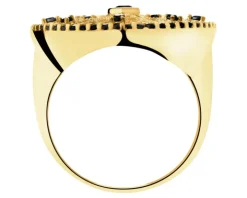 Złoty pierścionek z cyrkoniami - rozeta