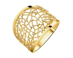 Złoty pierścionek z cyrkoniami