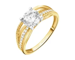 Złoty pierścionek z cyrkoniami