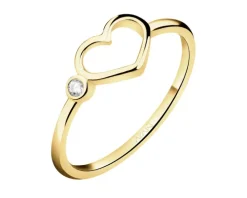 Złoty pierścionek z cyrkonią - serce