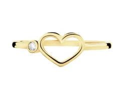 Złoty pierścionek z cyrkonią - serce