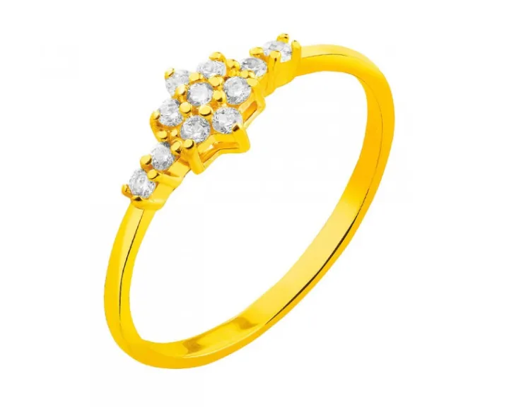 Złoty pierścionek z cyrkoniami