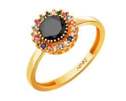 Złoty pierścionek z cyrkoniami